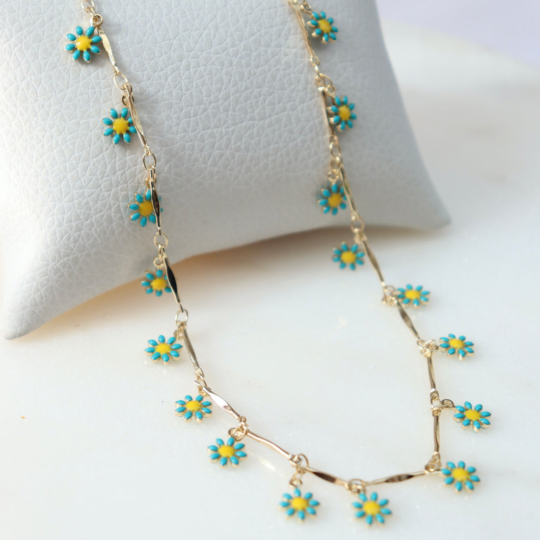 Collar Margaritas Turquesas Colgantes