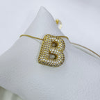 Collar Ajustable Inicial Bubble Pavé