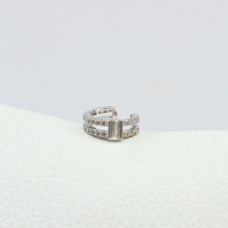 Earcuff Doble Cristal Baguette