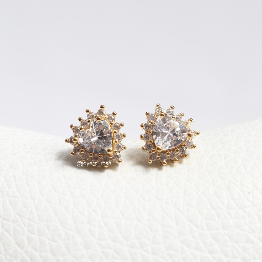 Studs Corazones Full Brillo