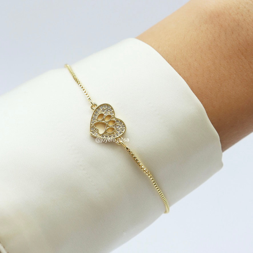 Pulsera Ajustable Corazón Huella