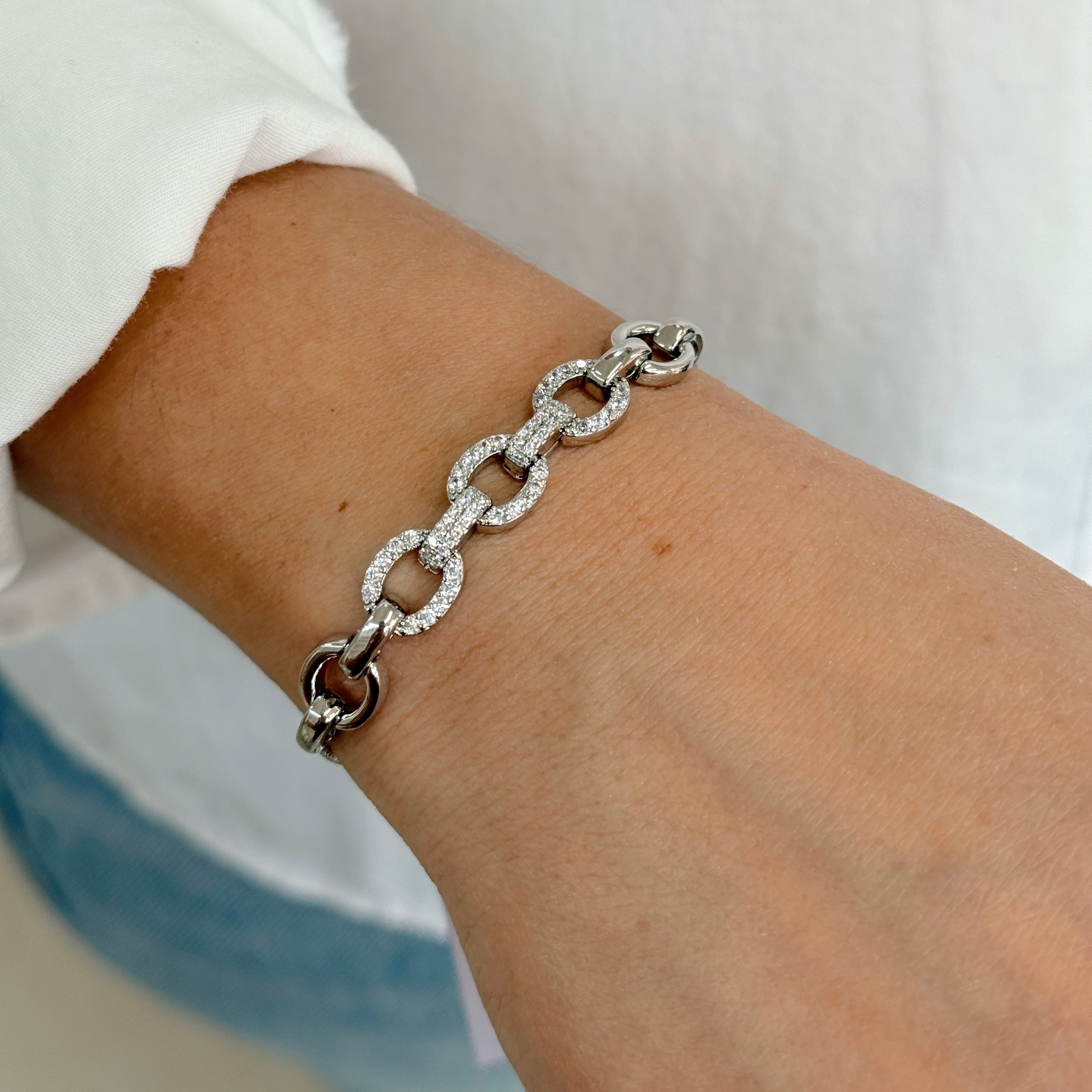 Pulsera Ajustable Eslabones Pavé
