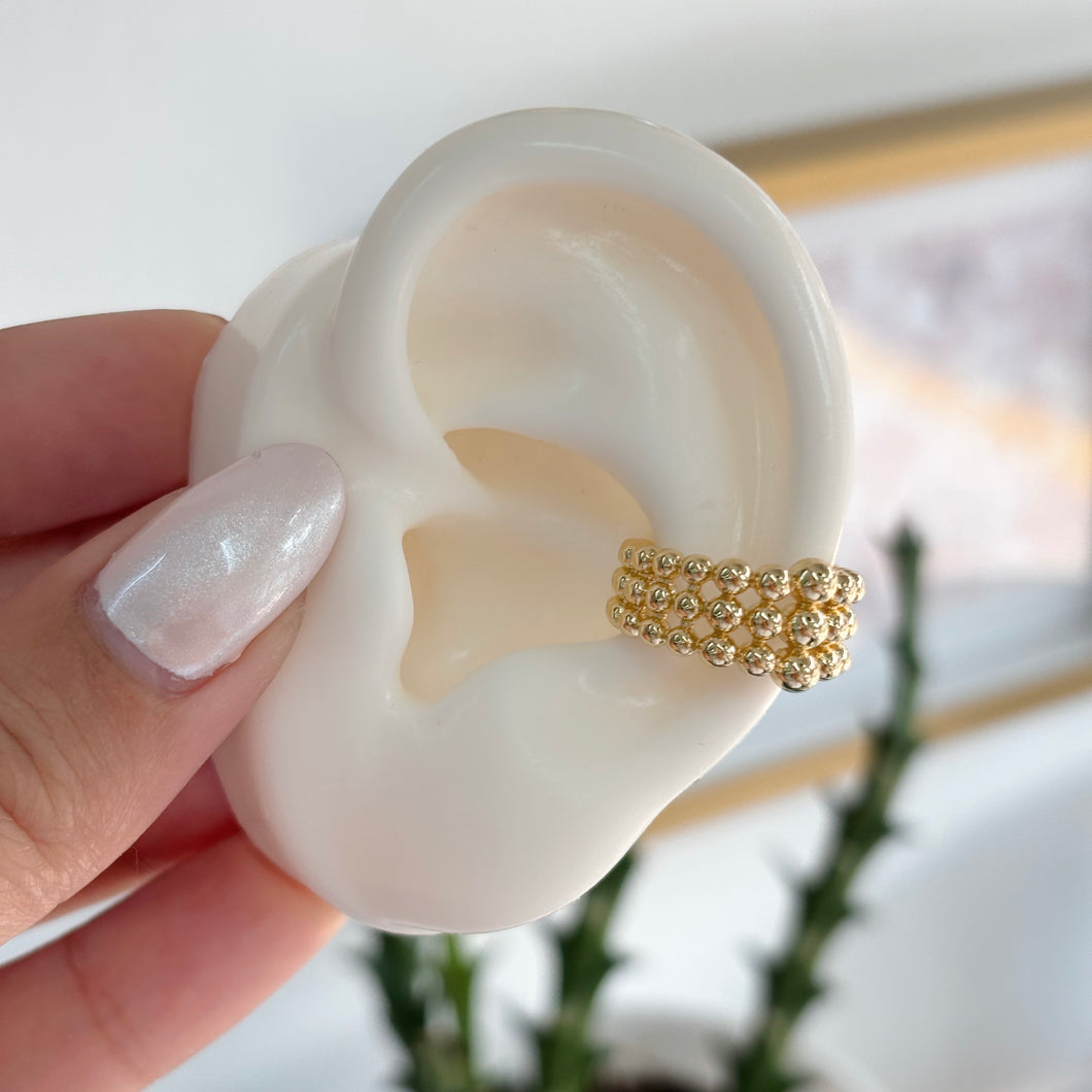 Earcuff Triple Línea Bolitas