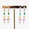 Aretes Largos Cristales de Colores