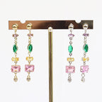 Aretes Largos Cristales de Colores