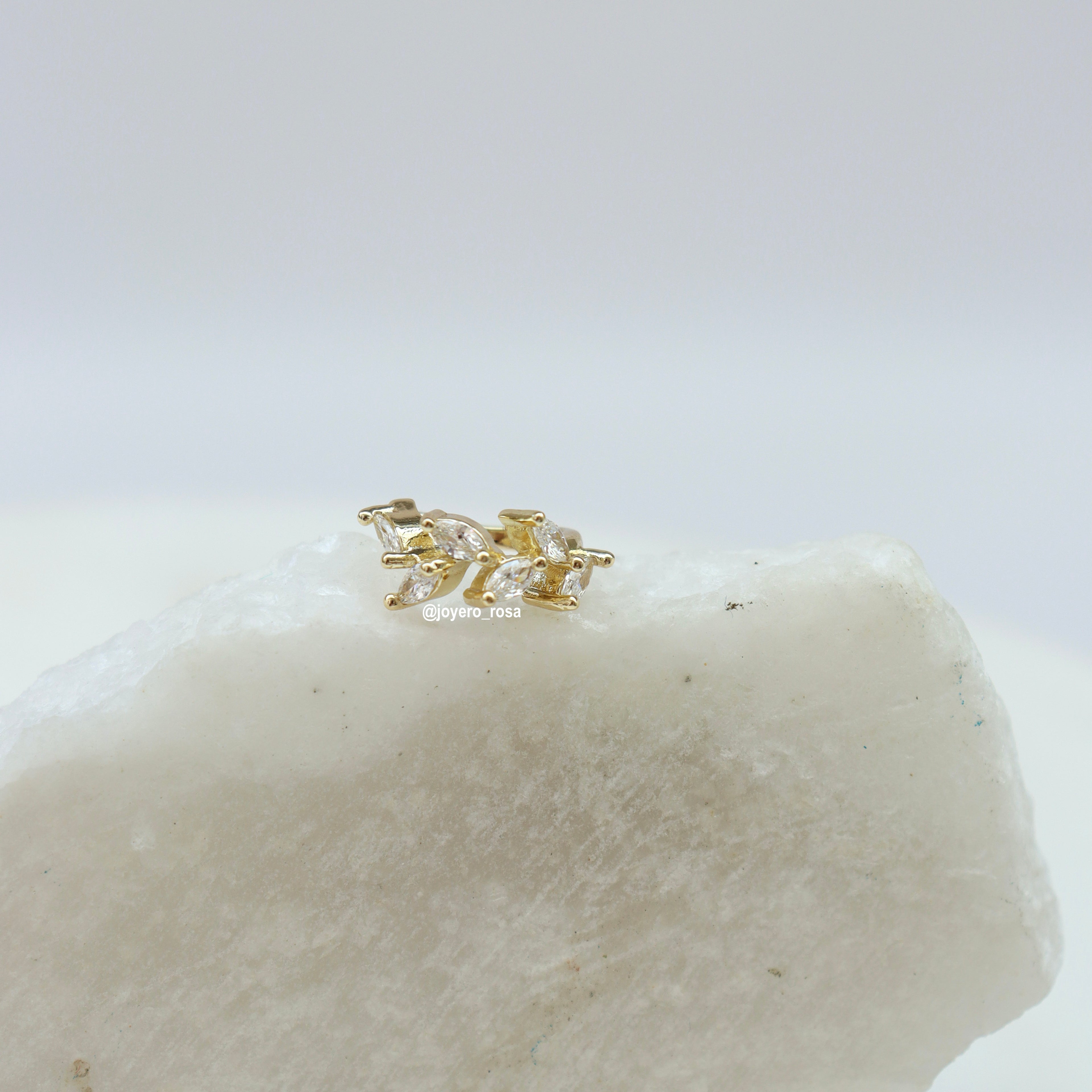 Earcuff Hojas Cristal Dorado