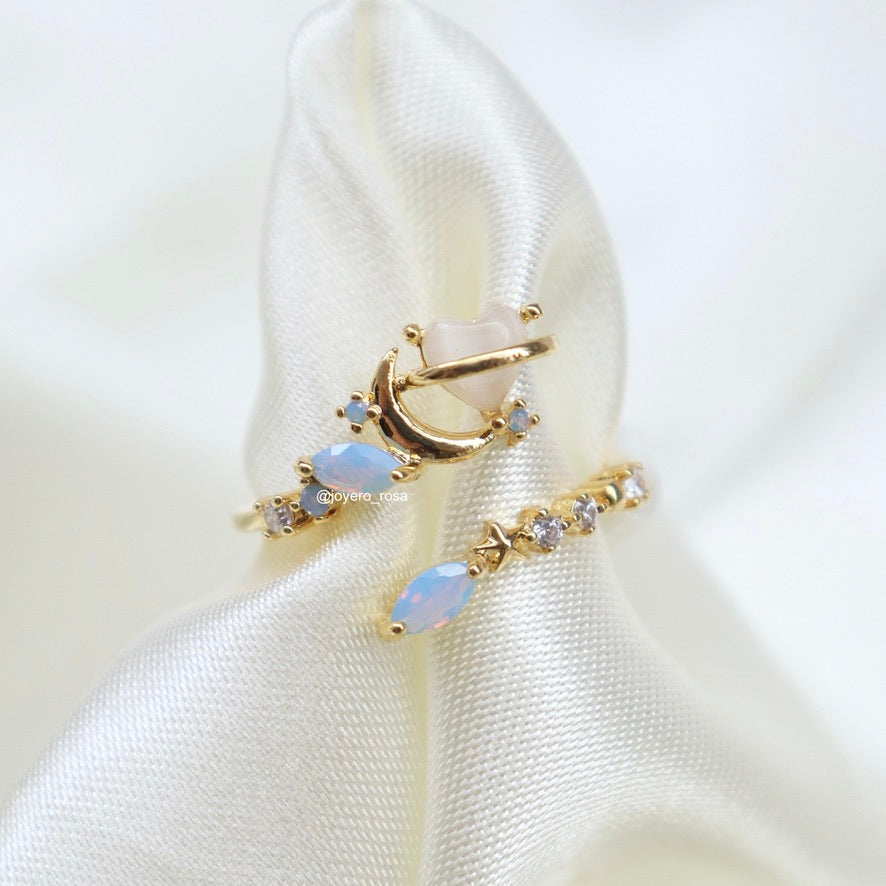 Anillo Ajustable Luna Corazón