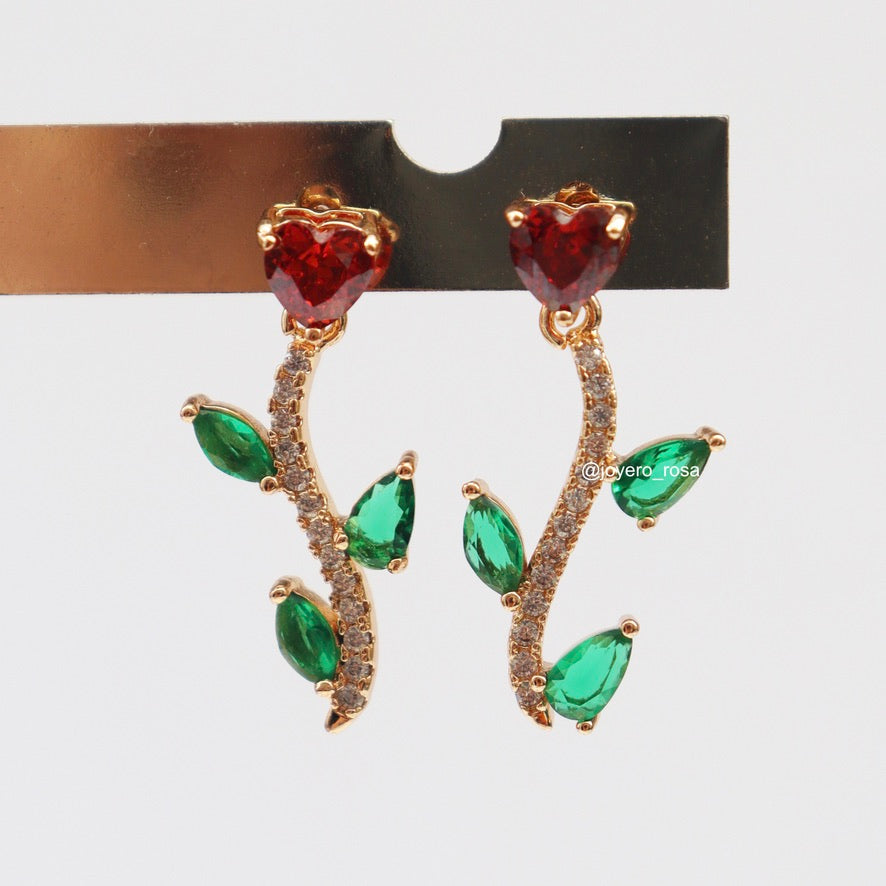 Aretes Flor Corazón
