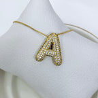Collar Ajustable Inicial Bubble Pavé