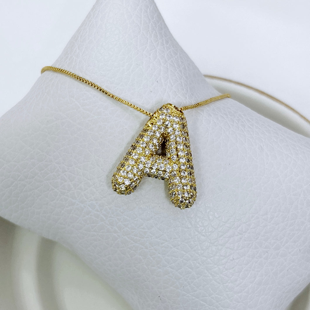 Collar Ajustable Inicial Bubble Pavé
