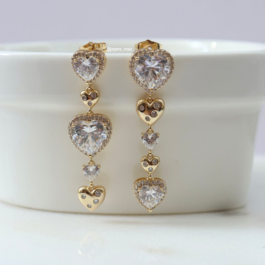 Aretes Largos Corazones