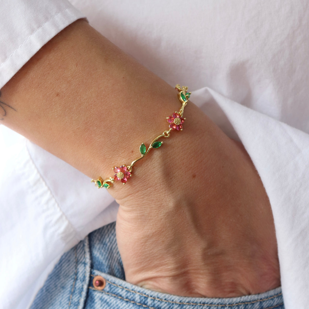 Pulsera Flores Rosadas
