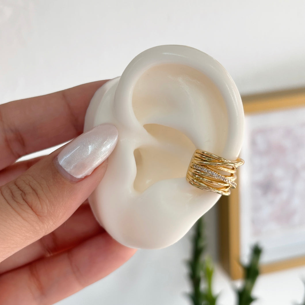 Earcuff Entrelazado Línea de Cristales