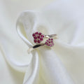 Anillo Corazones Cristales Fucsia