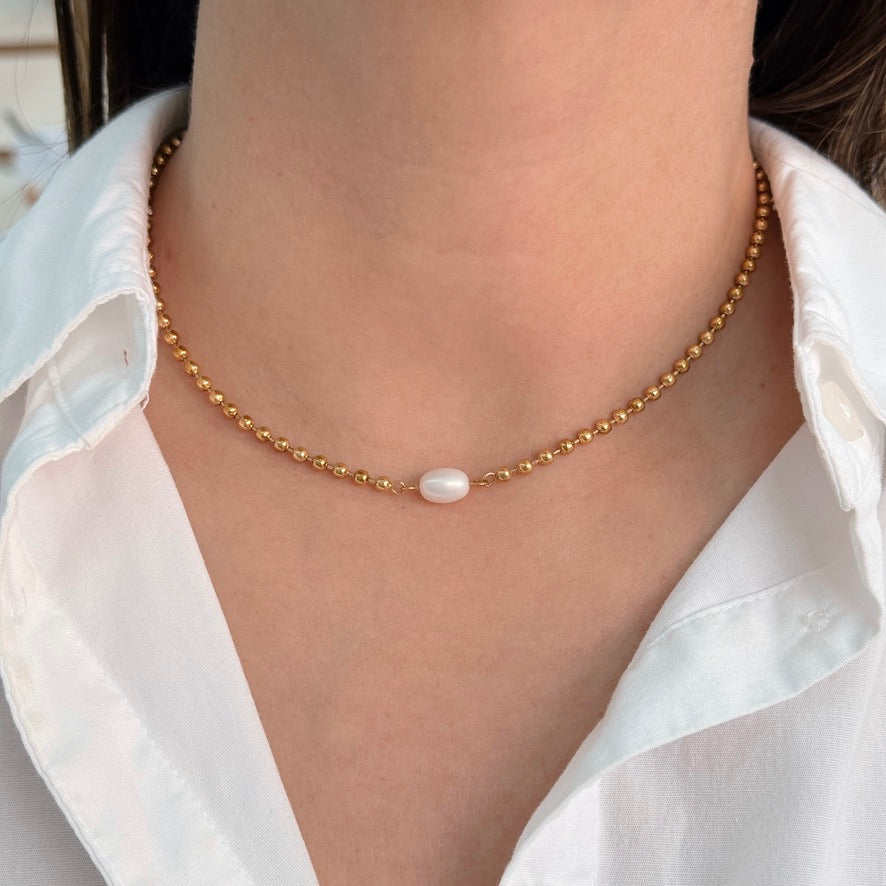 Collar Bolitas y Perla