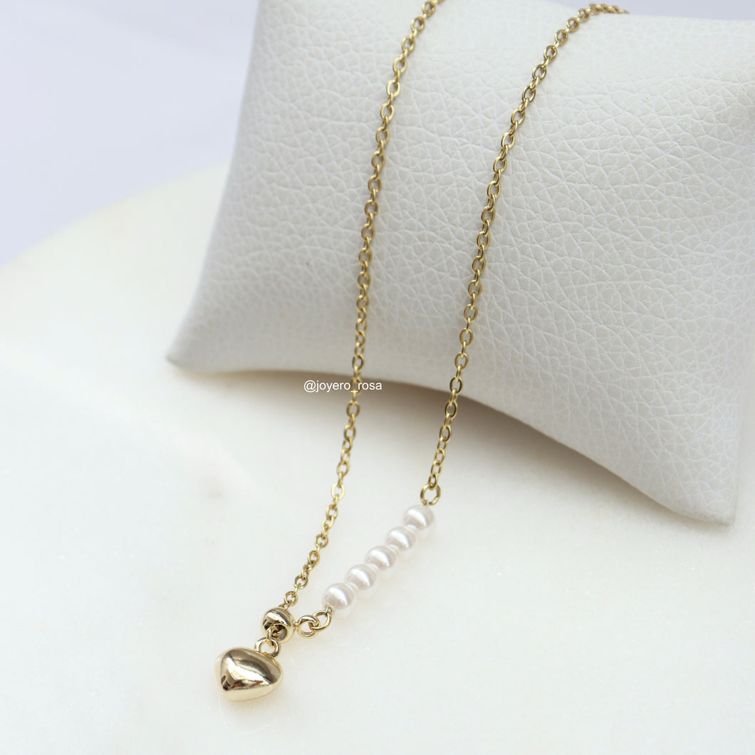 Collar Corazón Perlitas