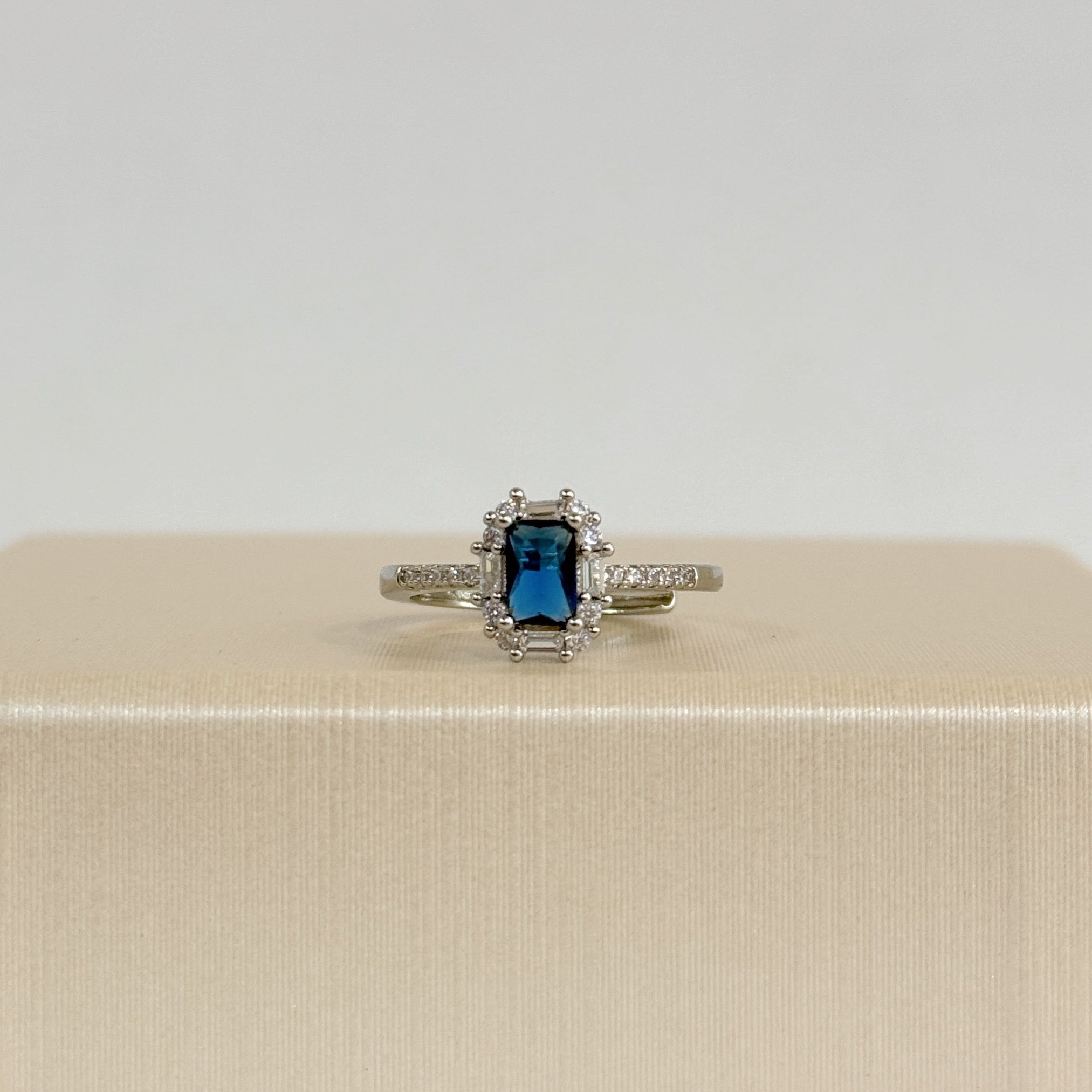 Anillo Ajustable Cristal Azul