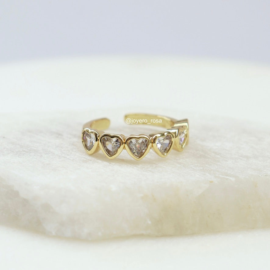 Anillo Corazones Cristales