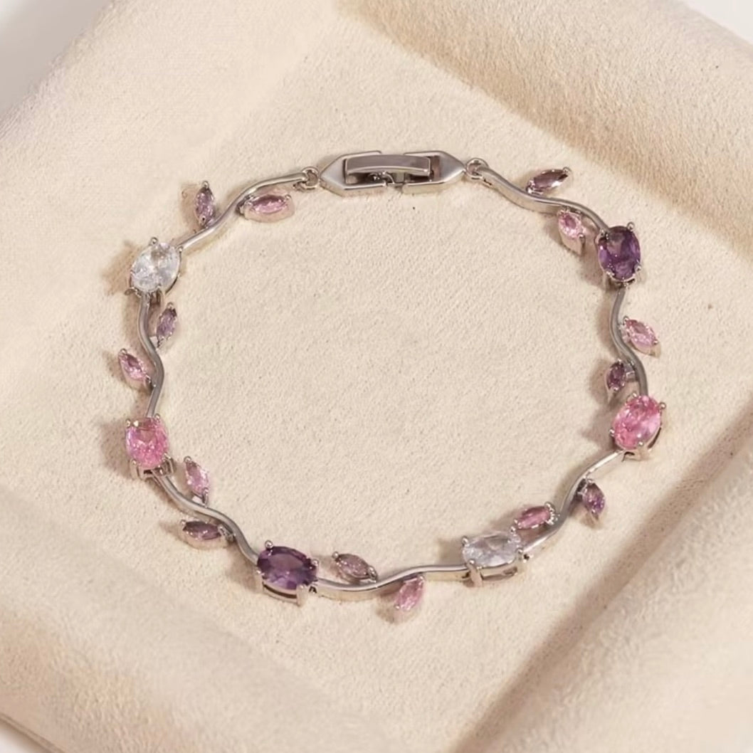 Pulsera Flores Rosadas y Lila