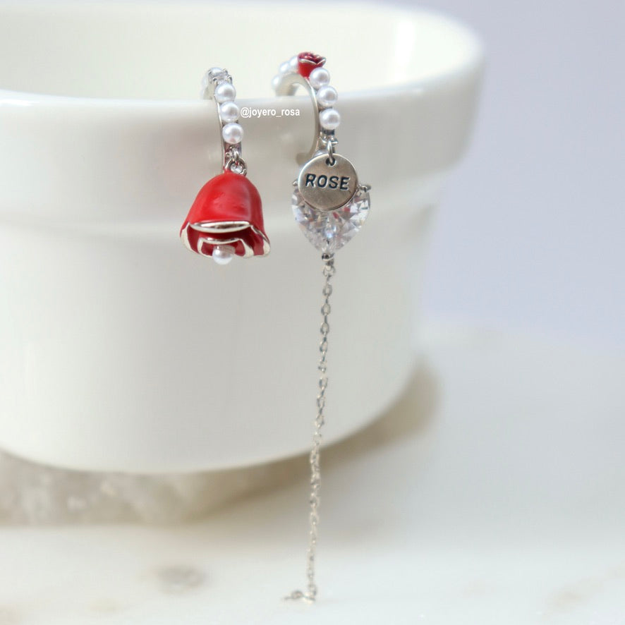 Aretes Plateados Rosa
