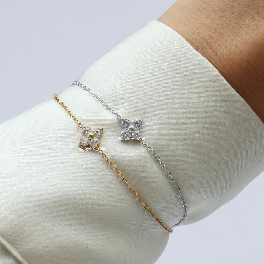Pulsera Flor y Cristales