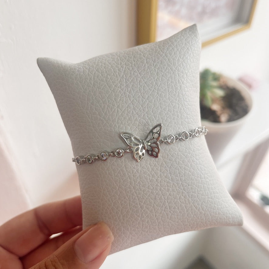 Pulsera Ajustable Mariposa Plateada