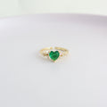 Anillo Ajustable Corazón Verde