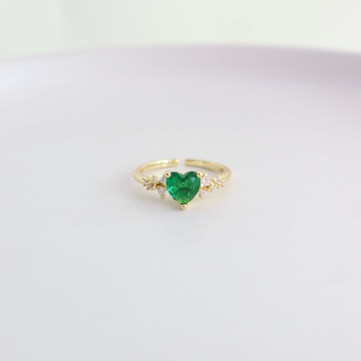 Anillo Ajustable Corazón Verde
