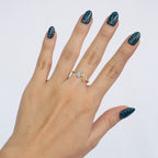 Anillo Ajustable Flor Celeste y Blanca