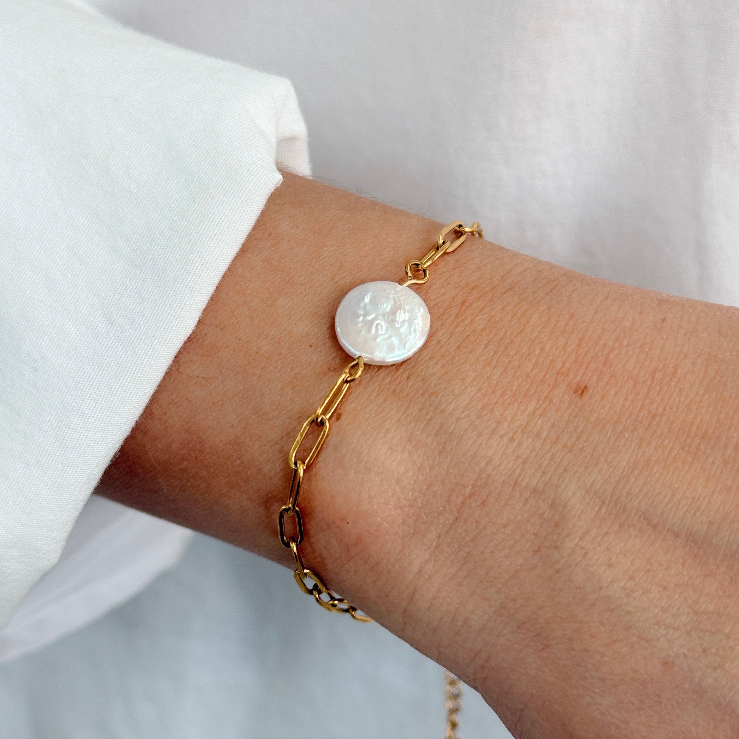 Pulsera Eslabones y Perla