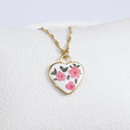 Collar Dije Esmaltado Corazón Flor