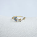 Anillo Ajustable Flor Celeste y Blanca