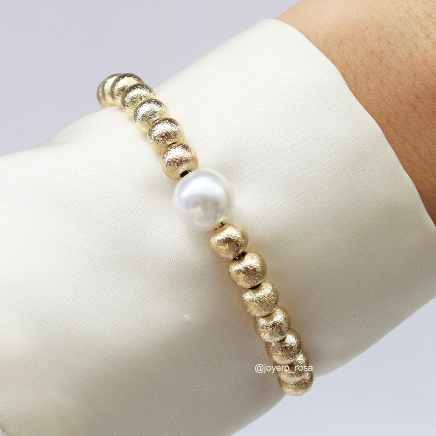 Pulsera Ajustable Bolitas y Perla