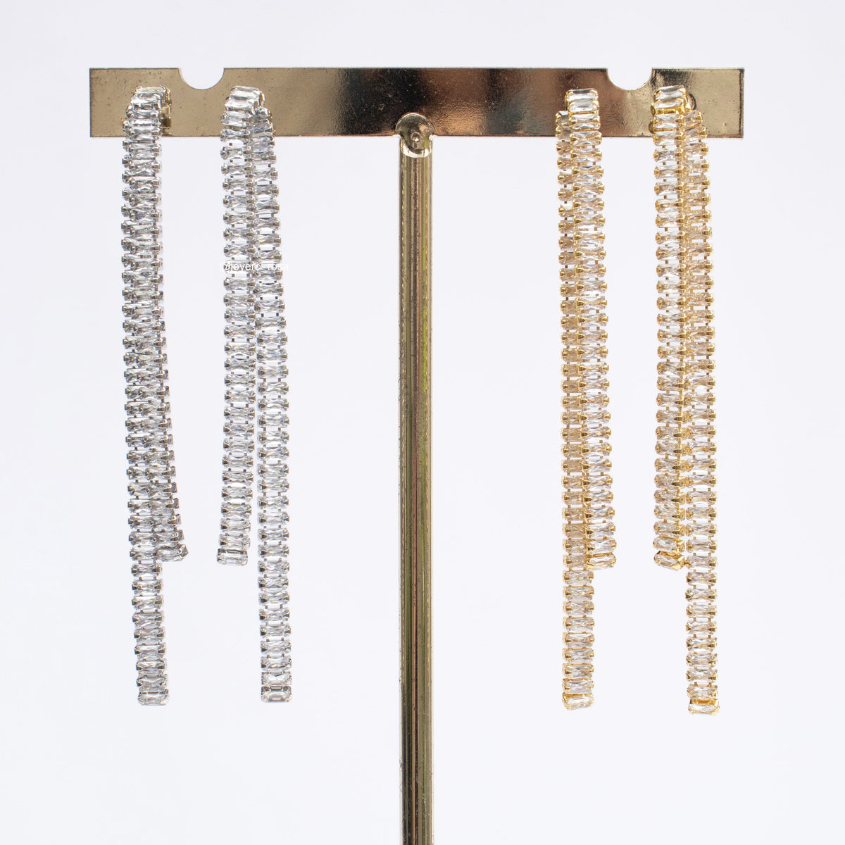 Aretes Largos Cristales Baguette