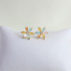 Studs Flor Cristales Pastel