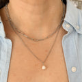 Collar Doble Eslabones y Perla