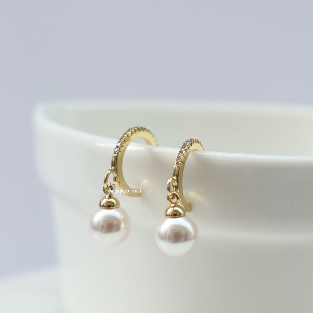Semi Hoops con Cristales y Perla