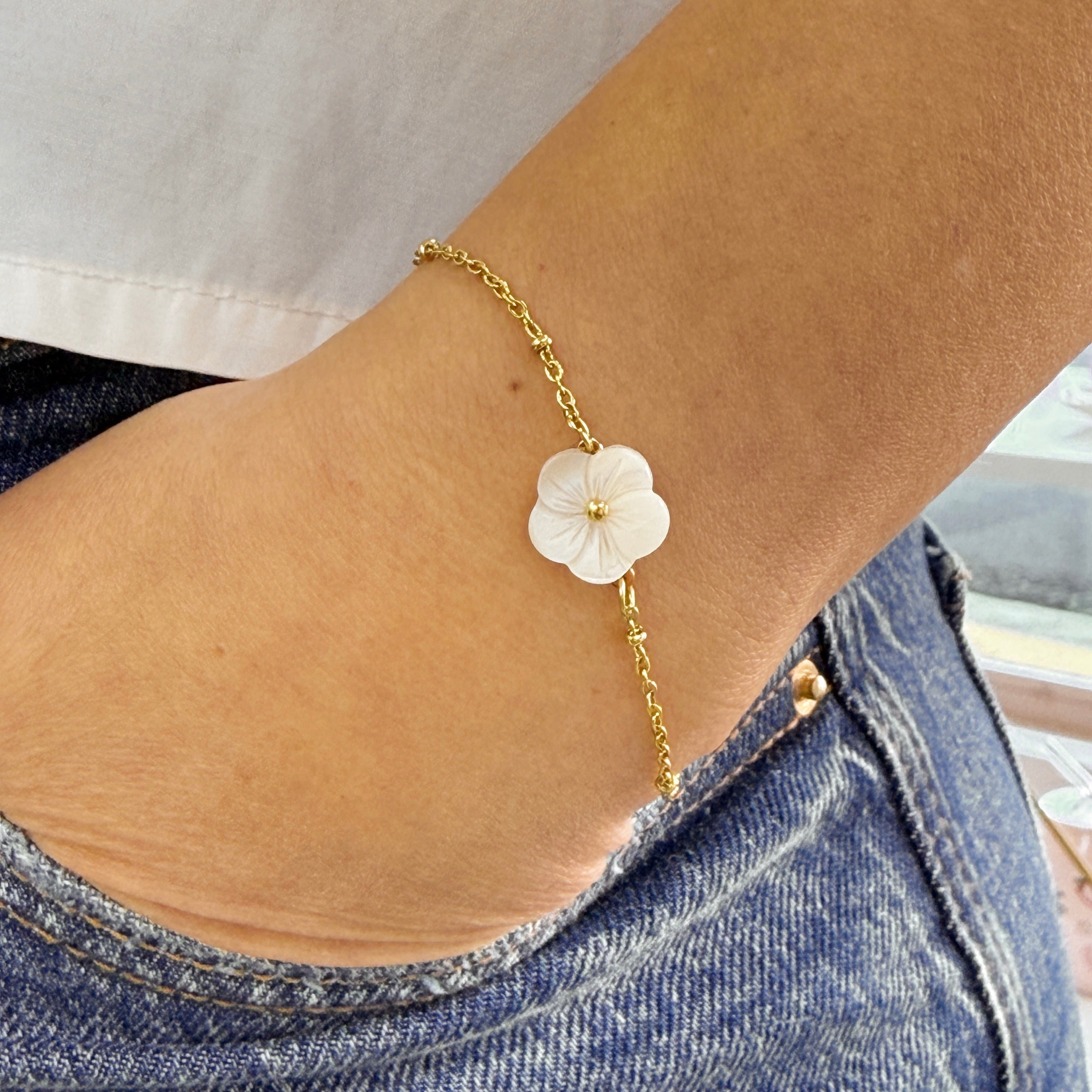 Pulsera Flor Nácar
