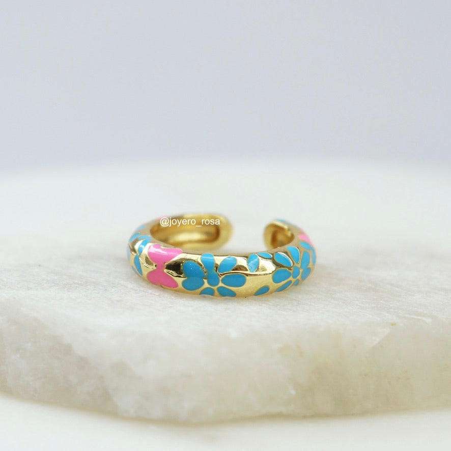 Anillo Flores Esmaltadas