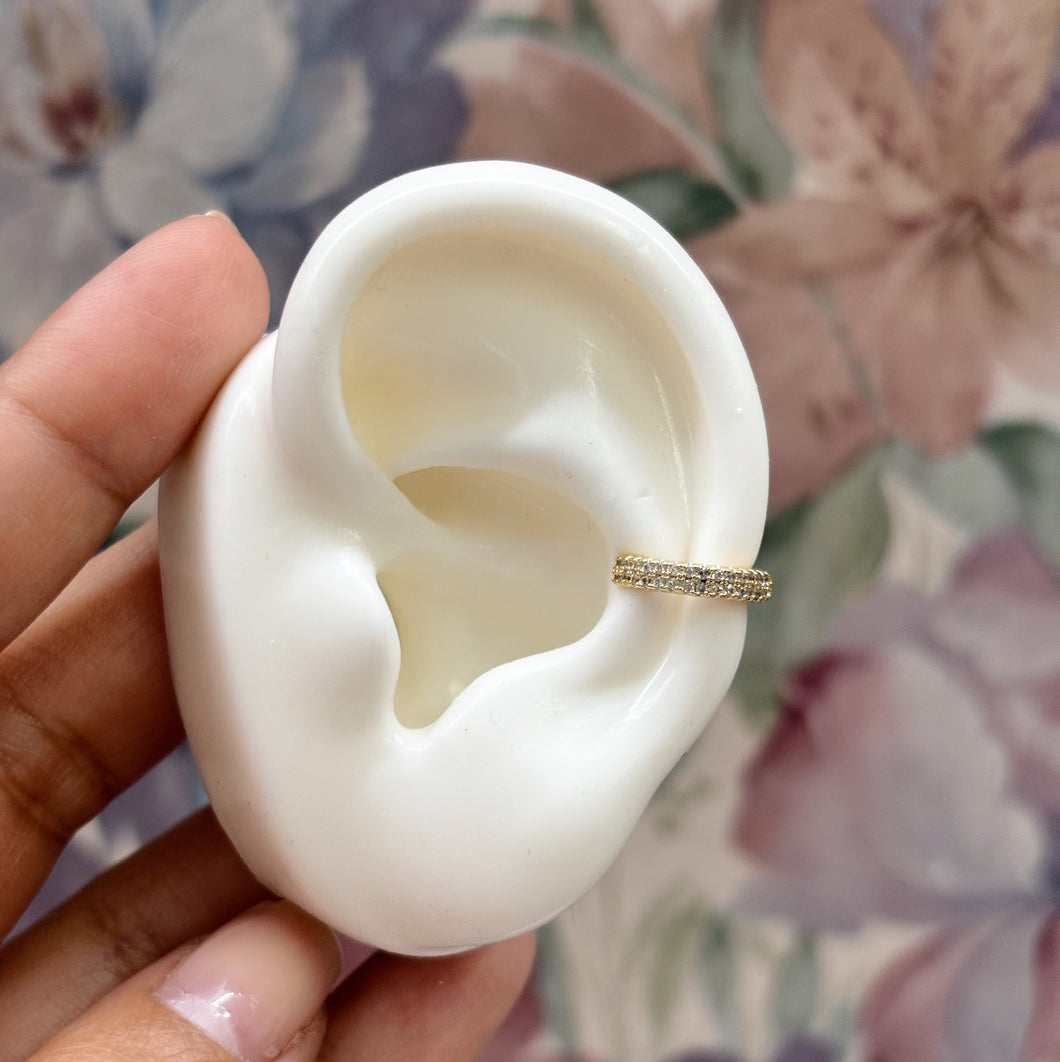 Earcuff Doble Línea Cristales