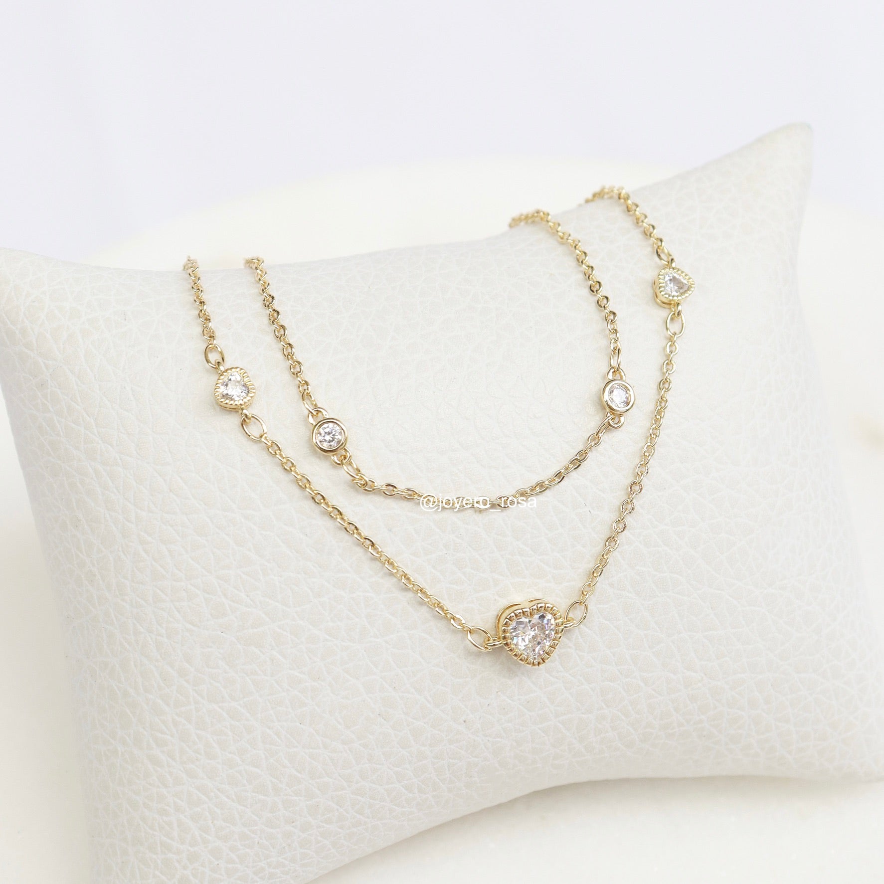 Tobillera Doble Corazones y Cristales