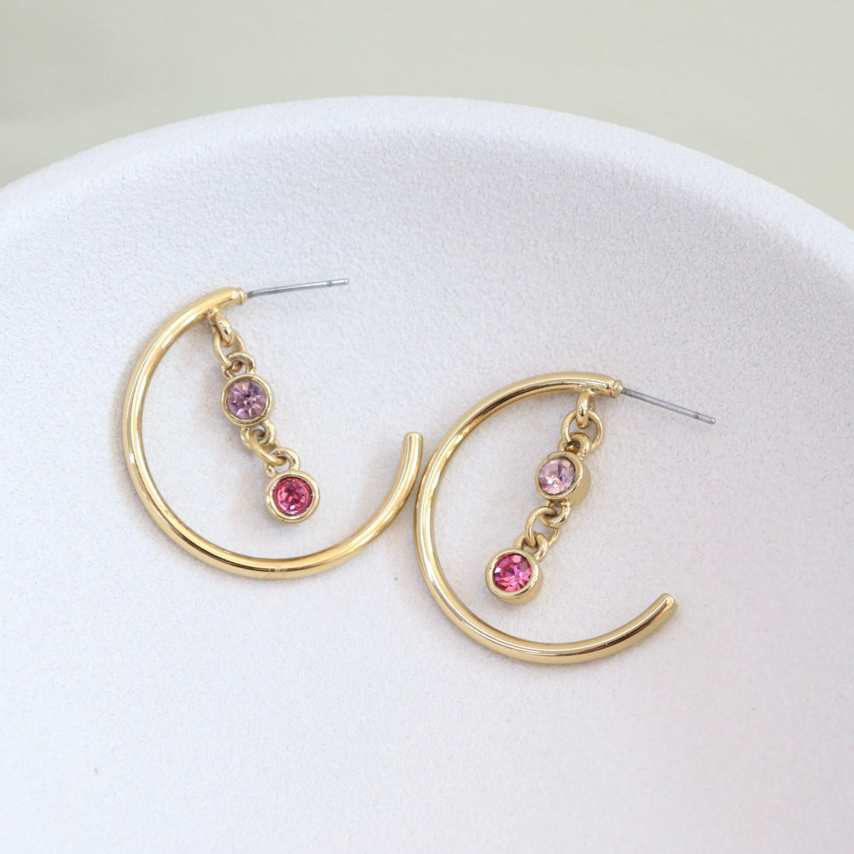 Semi Hoops Cristales Fucsia y Lila