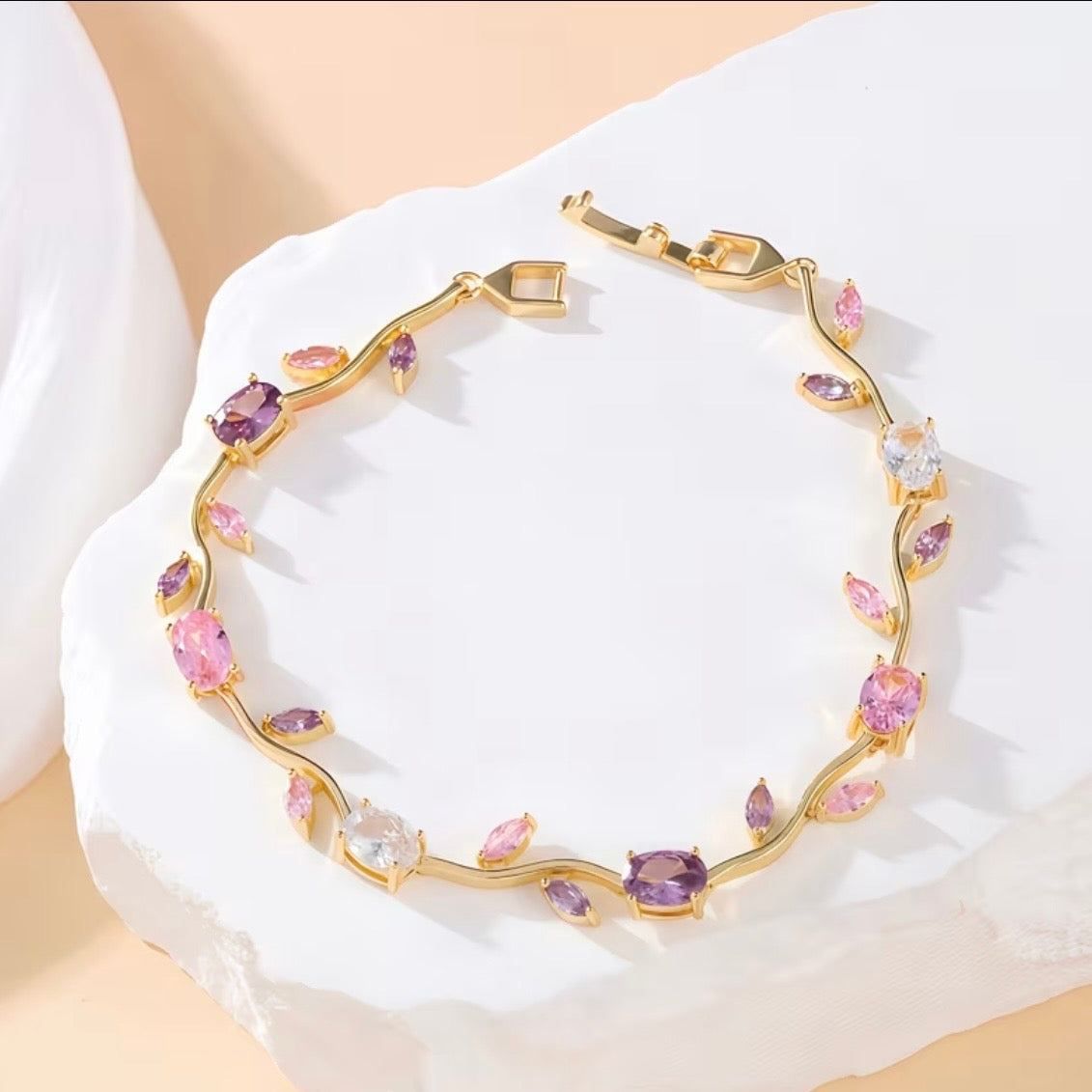 Pulsera Flores Rosadas y Lila