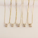 Collar Inicial Pavé Dorado Bubble