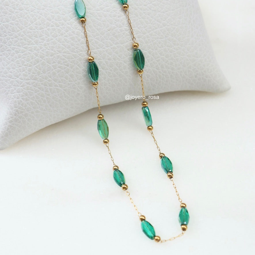 Collar Cristales Verdes