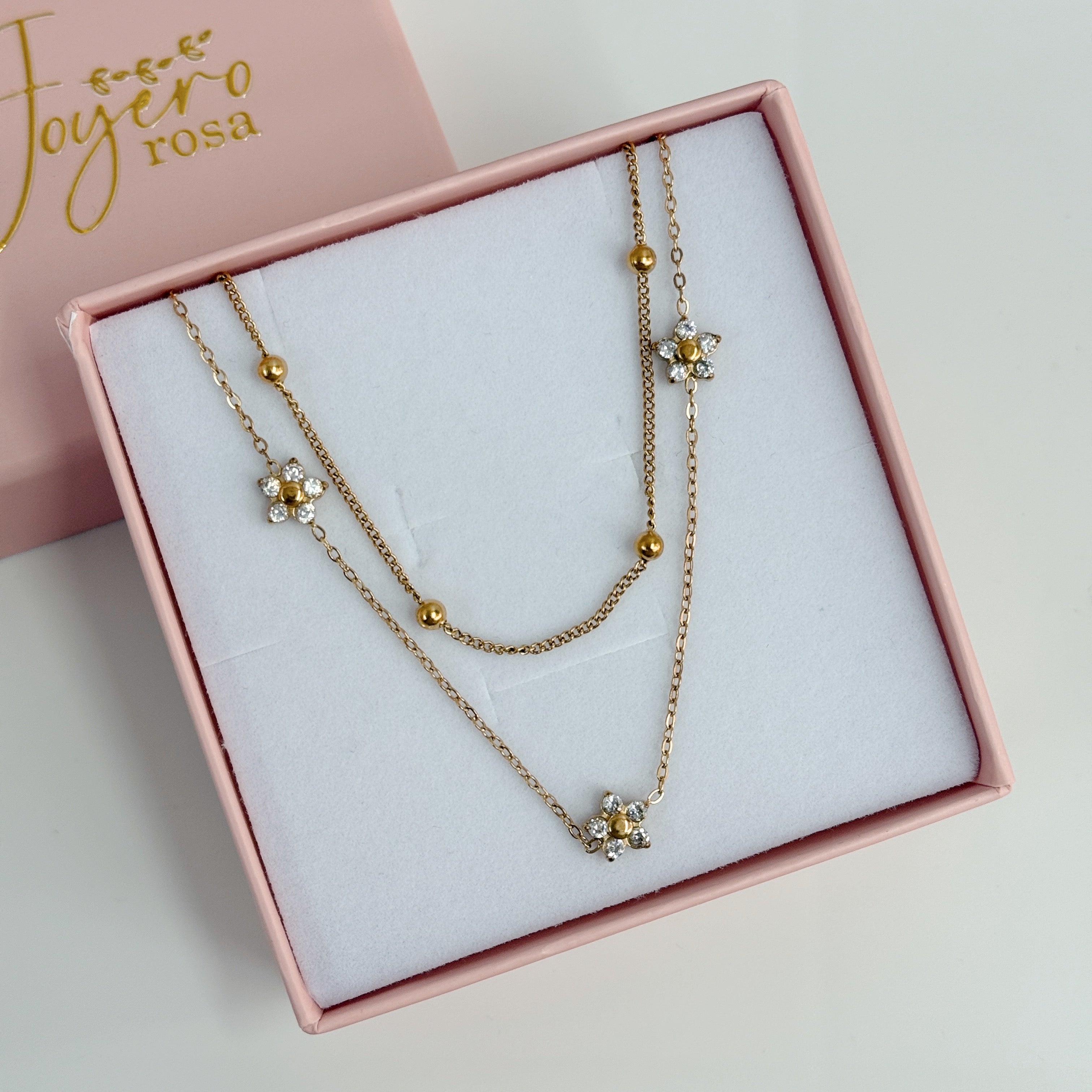 Collar Doble Flores