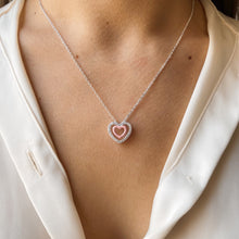 Cargar imagen en el visor de la galería, Collar Corazón Doble Esmaltado Plata 925
