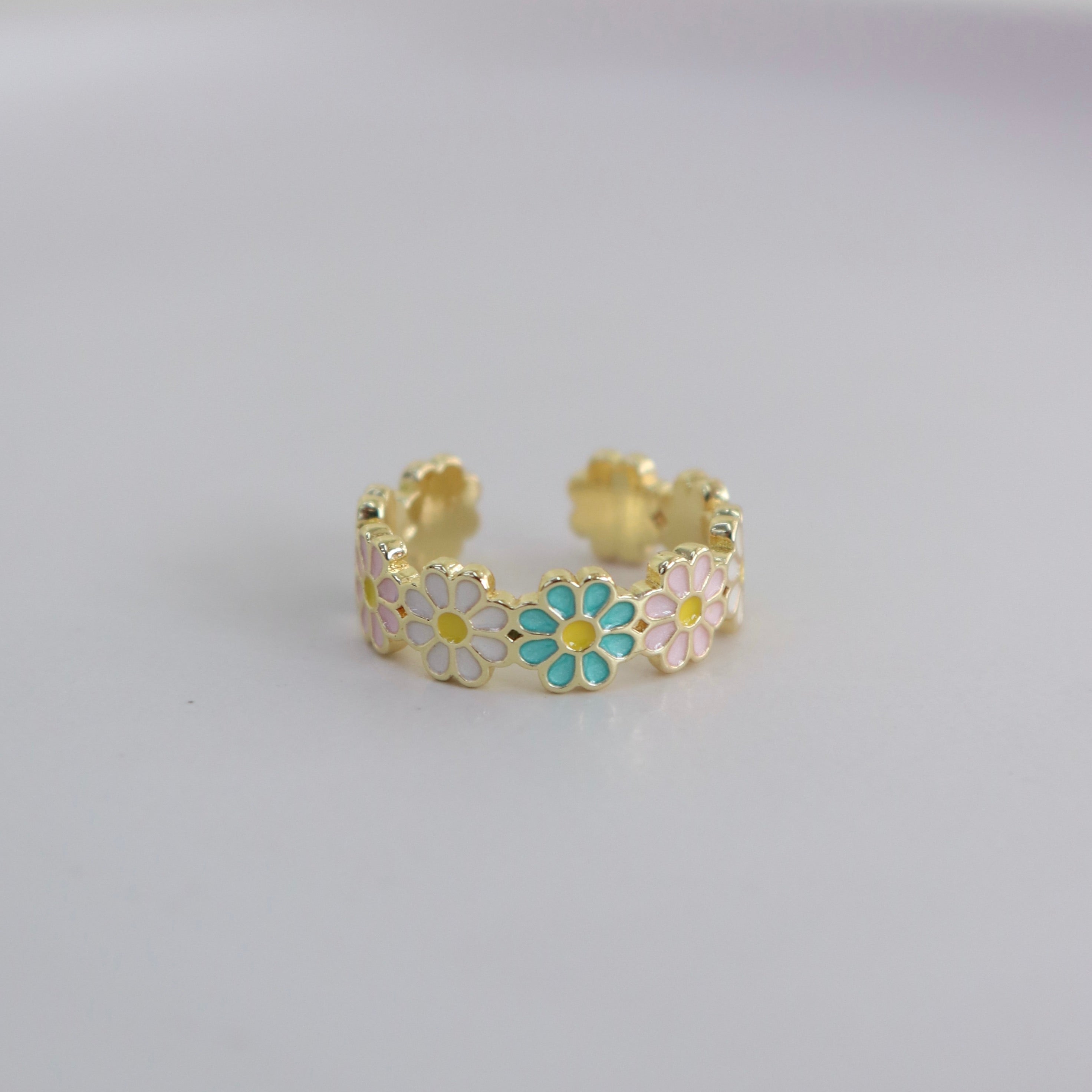 Anillo Ajustable Margaritas Colores Pastel
