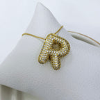Collar Ajustable Inicial Bubble Pavé