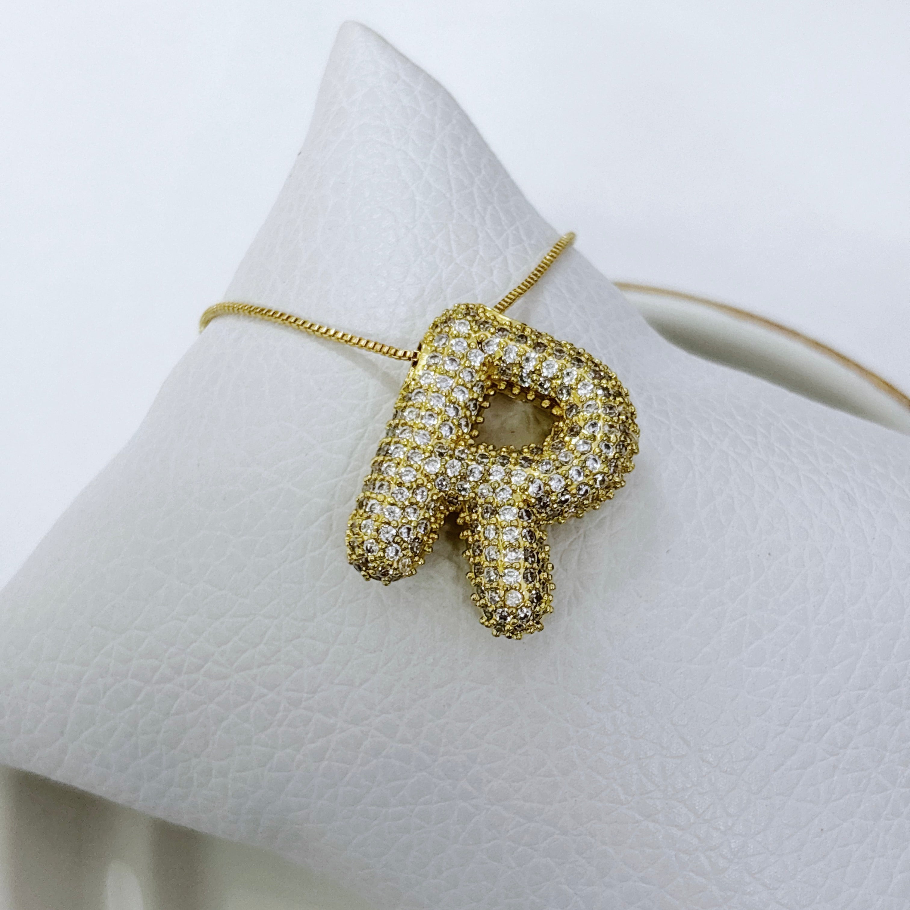 Collar Ajustable Inicial Bubble Pavé